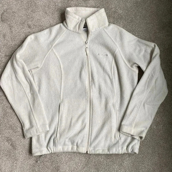 Columbia Sportswear Fleece Full Zip Up Jacket White Plush Pearl Size L - Picture 1 of 14